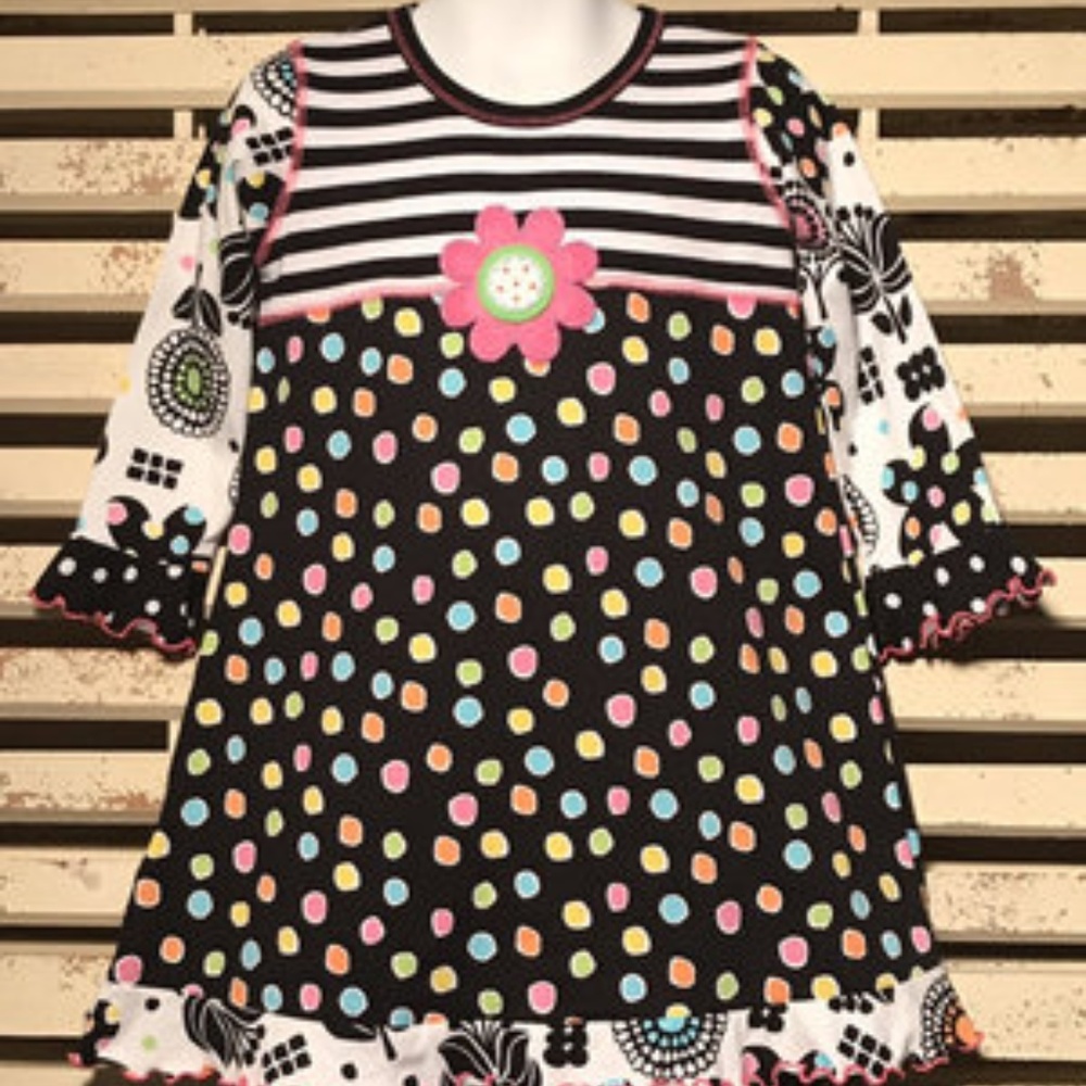 NWT~BOUTIQUE~BLACK~STRIPES~DOTS~FLORAL~PANT SET